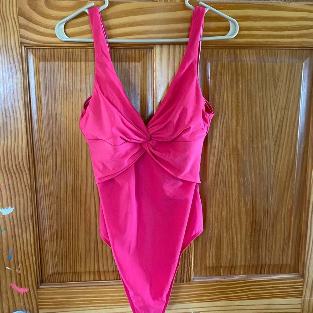 Lands' End Pink Bodysuit One Piece with Twisted Knot Detail